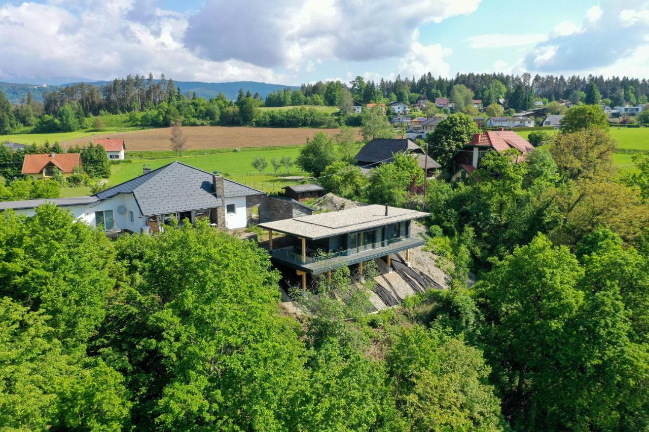 Modernes Ferienhaus Mit Panoramablick Rosegg Exterior foto
